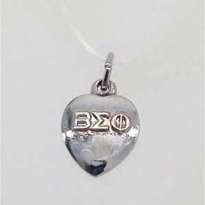 1979 Beta Sigma Phi Balfour Heart Charm Silver Tone College Sorority Vintage